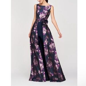 KAY UNGER Enya Walk Thru Jumpsuit Dark Ink / Wisteria Size 6 NWT